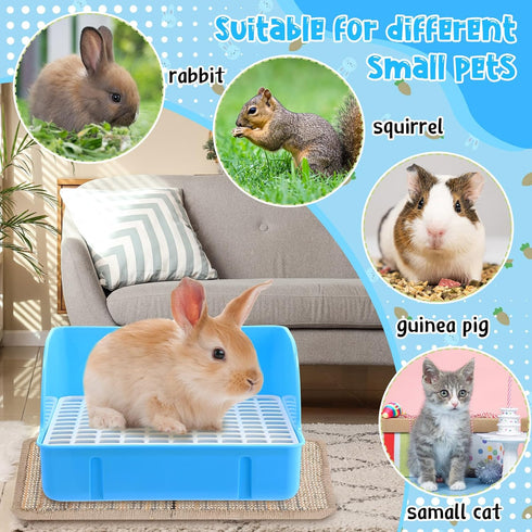 10 Honeydak Pcs Rabbit Starter Kit Small Litter Box Bunny Grooming Kit Scratch Pads Hay Feeder Bowl Ice Pad with Bunny