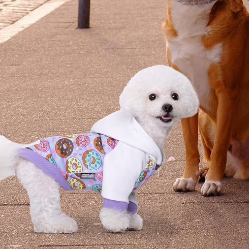 Purple Puppy Dog Hoodies for Small Medium Dogs, Christmas Hooded Sweatshirt with Pocket, Fleece Coat Dog Costume Winter