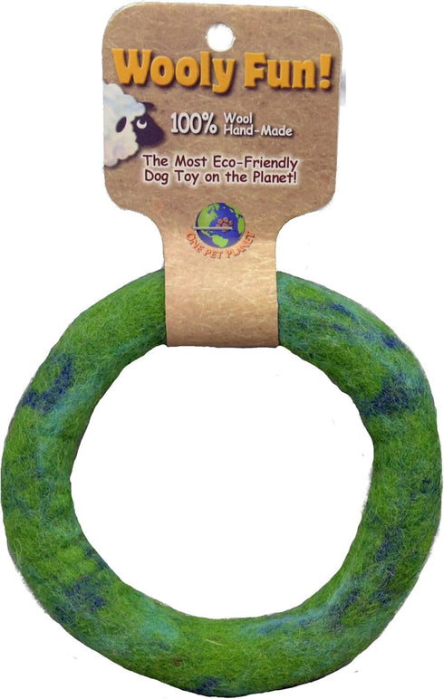 One Pet Planet Wool Dog Toy, 5-Inch, Green