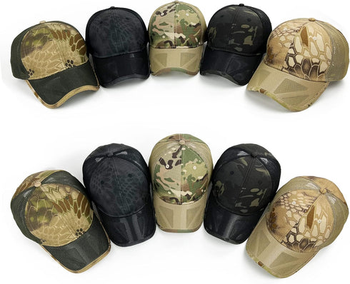 Loneshark Mens Camo Mesh Baseball Hat, American Flag USA Eagle Tactical Operator Cap