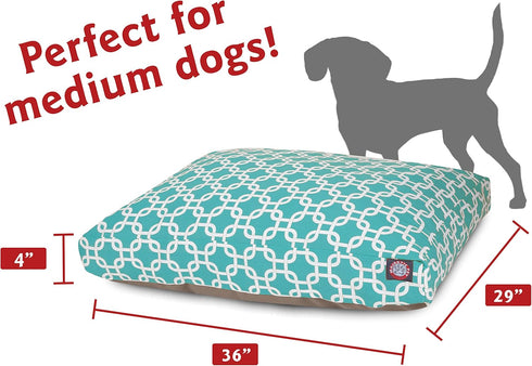 Teal Links Medium Rectangle Indoor Outdoor Pet Dog Bed with Removable Washable Cover by Majestic Pet Products