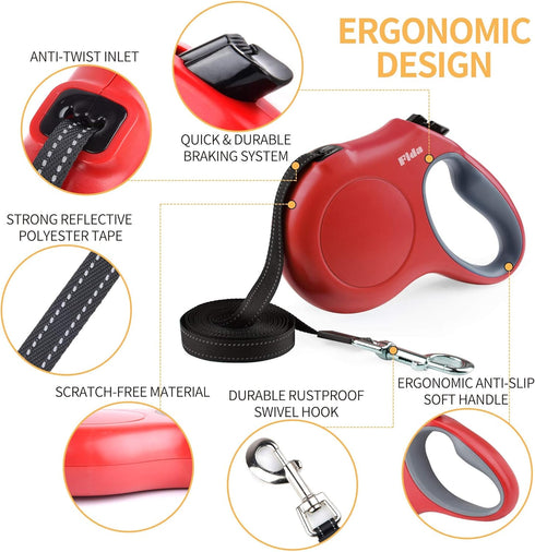 Fida Retractable Dog Leash, 16ft Heavy Duty Pet Walking Leash for Dogs or Cats up to 110 lbs, Tangle-Free
