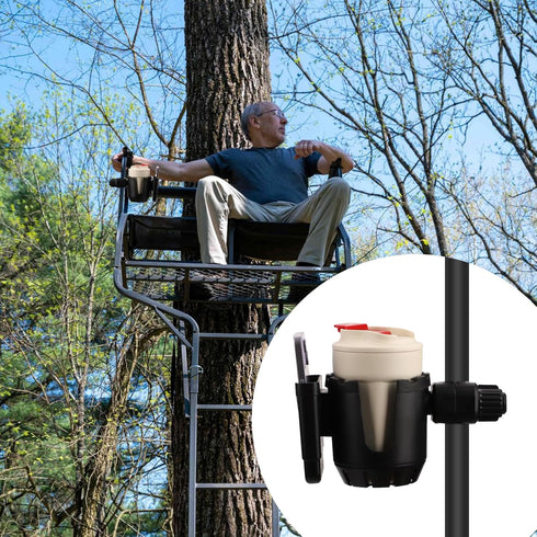 Tree Stand Cup Holder for Hunting, Portable Cup Mount for Treestand Deer Stand, No Drilling Hunting Accessories and Gear