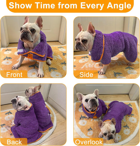 Bienbee Dog Bathrobe, Super Absorbent Adjustable Towels for Drying Large Dogs After Bath