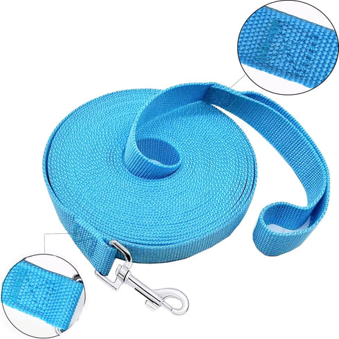 SALO Nylon Training Dog Leash for Small Medium Large Dogs, 1 Inch Wide, 20ft 30ft 40ft 50ft Long Leash Dog/Puppy Lead for Obedience Recall Training, Camping, or Backyard (40 Foot, Sky Blue)