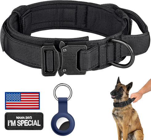 DAGANXI Tactical Dog Collar, Adjustable Military Training Nylon Collar with Control Handle for Medium and Large Dogs
