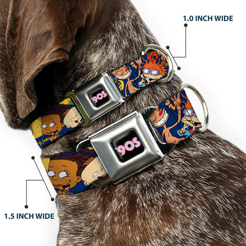 Dog Collar Seatbelt Buckle Nick 90s Rewind - Navy Blue, 11 to 17 Inches, 1.0 Inch Wide
