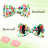 Soft Cute Dog Collar with Bow Tie, Flowers Print Adjustable Pet Collar with Metal Buckle, Gift Collar for Medium Dogs