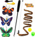 AWOOF Butterfly Cat Wand Toys Set - Realistic Crinkle Catnip Butterflies with Retractable Interactive Wand, 11 PCS