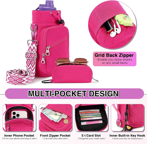 AGLOD Adjustable Water Bottle Carrier Bag with Strap for Outdoor Activities