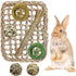 Hamiledyi Rabbit Seagrass Activity Mat Bunny Toy Hanging Rabbit Chew Toys for