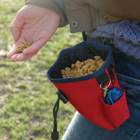 Company of Animals Treat Bag, Purple, Waterproof Pouch with Zipped Pockets & Drawstring, Clips on Belt or Pocket