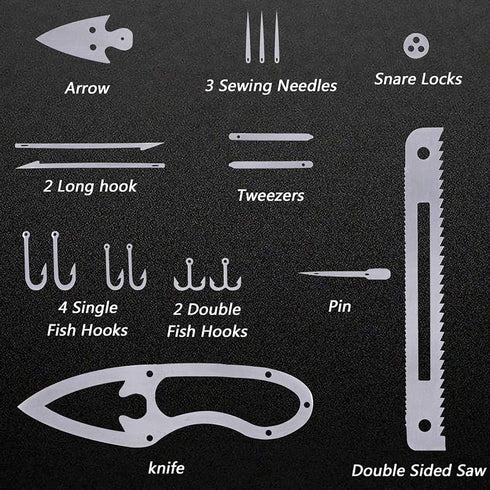 Wilderness Survival Gear, Camping Survival Kits 4Pcs for Fishing, Hunting, Food Rations