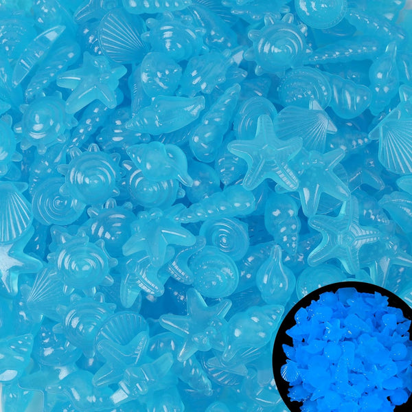 300pc Fish Tank Glow Rocks, Glow in The Dark Pebbles for Aquarium, Garden, Ponds Decor, Blue