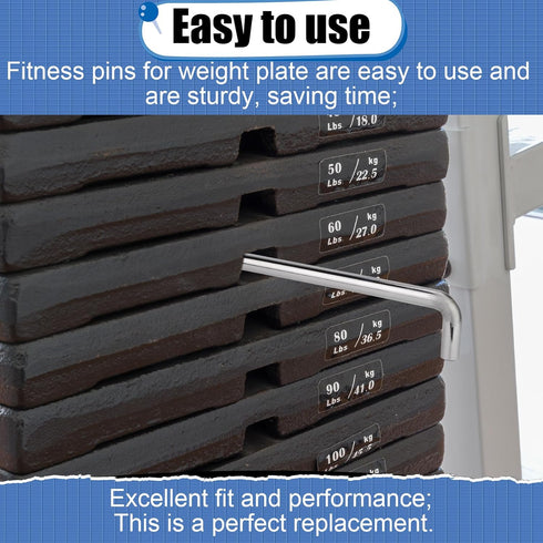 Weight Stack Pin, 3/8 Inch Diameter, 6 Inch L Shaped Pin for Gym Equipment, Fitness Gym Pin for Home Gym