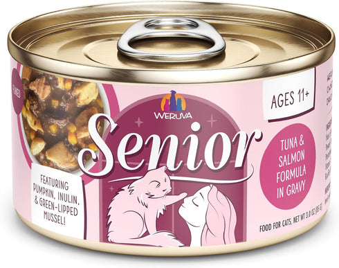 Weruva Senior Cat Food, Tuna and Salmon in Gravy, 3oz Can, Pack