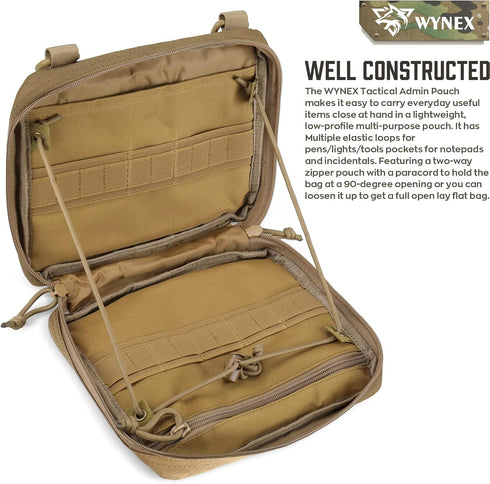 WYNEX Tactical Admin Molle Pouch, Medical EDC Utility Bag for Hiking Belt Bags