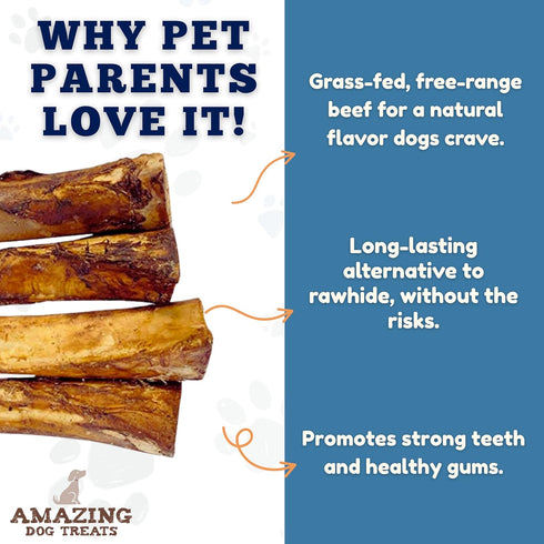 5-6 Inch (4 Count) Amazing Dog Treats - Meaty Beef Marrow Bones - Best for Dogs - Long Lasting Chew - Filled Marrow