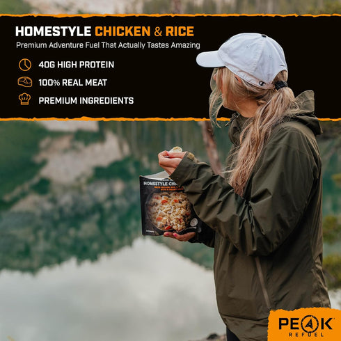 Backpacking (2-Pack) Peak Refuel Homestyle Chicken and Rice | Freeze Dried and Camping Food | Amazing Taste | High