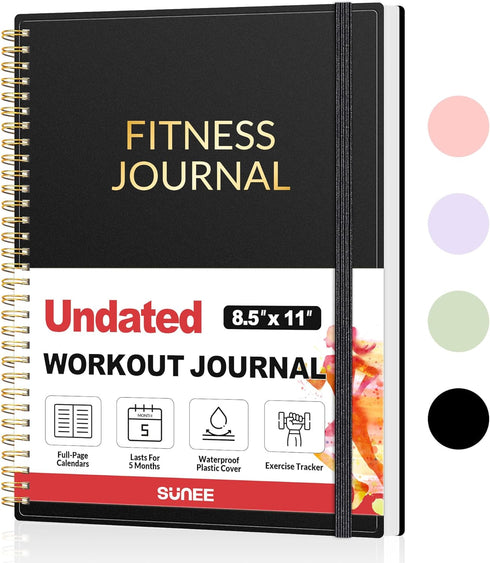 Fitness Journal Workout Planner, A4(8.5" x 11") Undated Journal & Log Book for Men & Women, Track Progress & Goals
