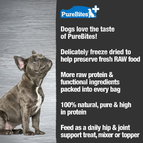 PureBites+ Hip & Joint Freeze Dried Dog Treats, 5 Ingredients, Made in USA, 3oz