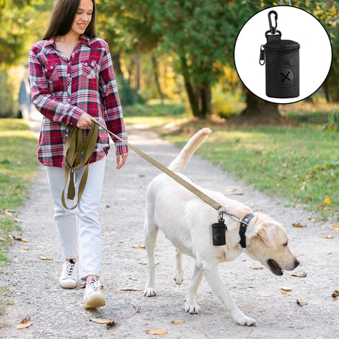 Vin Beauty Dog Poop Bag Holder for Leash, Durable Fabric Poop Bag Dispenser with Zipper, Soft Pet Waste Bags Pouch
