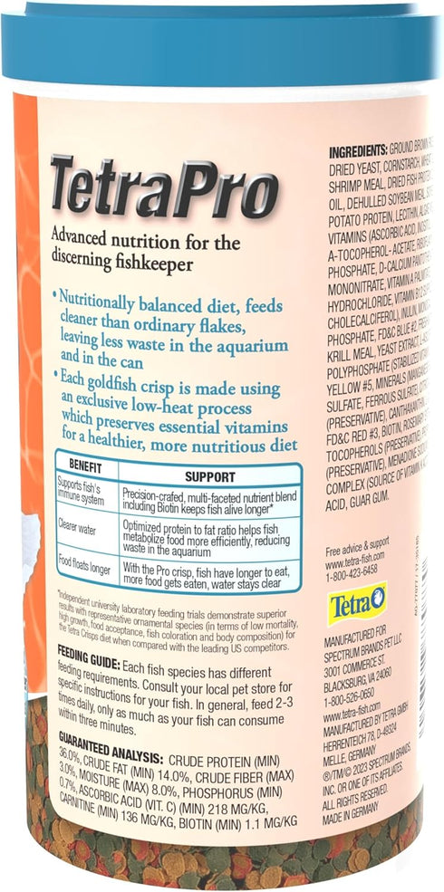 Tetra 77077 TetraPRO Goldfish Crisps, 7.9 Ounce for Fishes