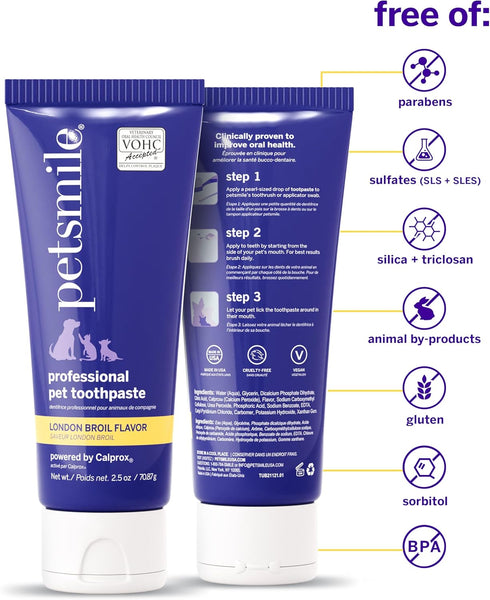 2.5 Oz) Petsmile Professional Pet Teeth Brushing Kit for Cats & Dogs - VOHC Accepted Toothpaste & Patented Toothbrush