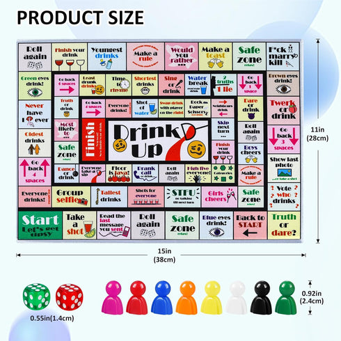 21+, 2-8 Fofeadm Drinking Board Games for Adults, Rubber Mat Drinking Board Game, Funny Party Interactive Drinking