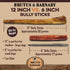 BRUTUS & BARNABY Bully Sticks for Large Dogs - (5-Pack) Grain Free, Low Odor, 12" Bully Bones