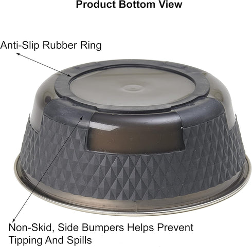 PetRageous Kona 16019 Grey Stainless Steel Non-slip Dog Bowl, 3.75-Cup, 6.75-Inch Diameter, 30-Ounce for Medium and