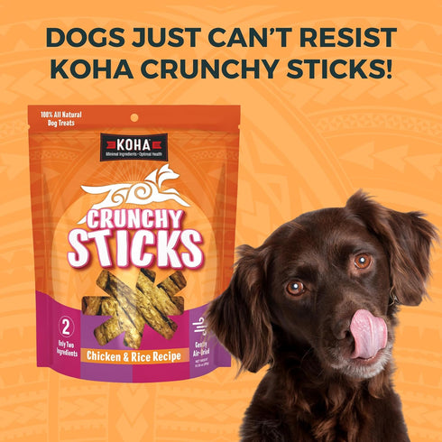 KOHA Pet Crunchy Sticks Chicken & White Rice Recipe, 2 Ingredient Dog Treats for Sensitive Stomachs