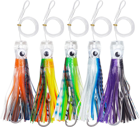 OROOTL Saltwater Fishing Trolling Lures for Tuna, Mahi, Marlin, 6" Big Game Sea Fishing Gear with Rigged Hook