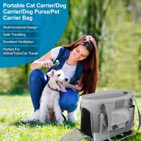 Foldable Waterproof Dog Carrier, Premium Oxford Cloth Pet Purse, Portable Bag Carrier for Small to Medium Pets