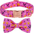 Halloween Boy Dog Collar Bow Tie - Thick Purple Pumpkin Collar with Safety Metal Buckle, Adjustable for Small to Large