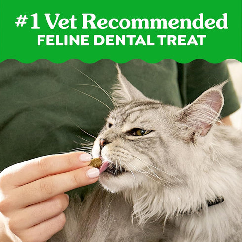 Veterinarian-Recommended 2.1 oz. Greenies Cat Treats, Feline Adult Natural Dental Cat Treats, Oven Roasted Chicken