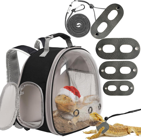 Bearded Dragon Travel Backpack with Harness and Leash Set,Lizard Backpack Travel Carrier,Space
