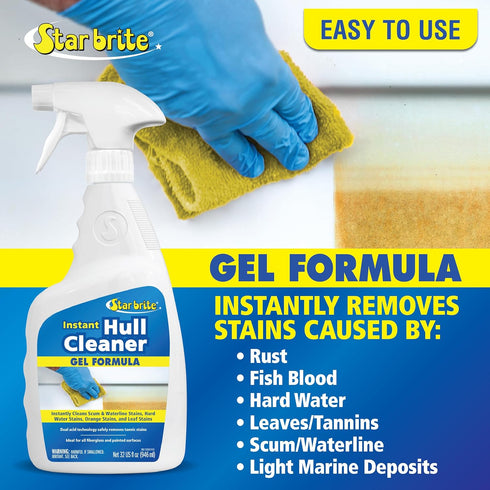 32 Oz (096132) STAR BRITE Instant Hull Cleaner - Gel Spray - Easily Remove Stains, Scum Lines & Grime on Boat Hulls