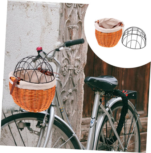 Pack NOLITOY Practical Rattan Woven Bike Basket with Breathable Design for Pets Cats Dogs Wicker Front Bicycle Basket