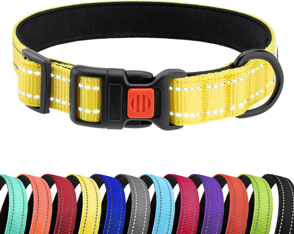 CollarDirect Reflective Dog Collar, Quick Release Buckle, Nylon for Swimming, 14-18 Inch, Yellow