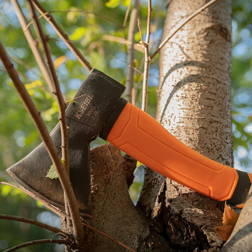 KSEIBI Wood Axe, Small Outdoor Camp Hatchet for Splitting and Kindling Wood, Forged Steel Blade
