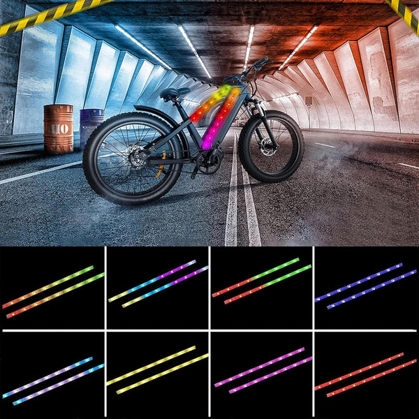 LED Bike Frame Light Strip - Waterproof RGB Colorful Lamp for Night Riding, Can Be Cropped, 2 * 1.64ft Outdoor Bike