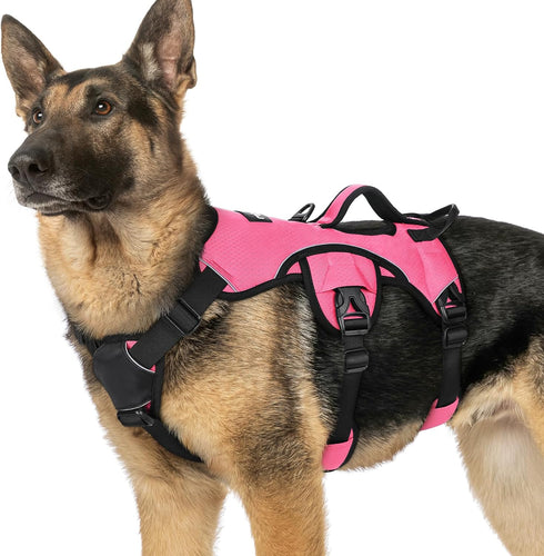 rabbitgoo Escape Proof Dog Harness, Soft Padded Full Body Vest, Reflective Adjustable No Pull for Large Dogs (XL, Pink)
