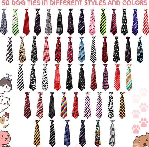 Reginary 30 pcs Mix Adjustable Dog Neck Ties for Medium Large Dogs, Grooming Ties for Daily Wearing, Christmas Holiday