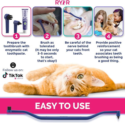8mm RYERCAT Space Dual Sided Cat Toothbrush - Only Wide to fit into Cat's Mouth - Cat Dental Supplies