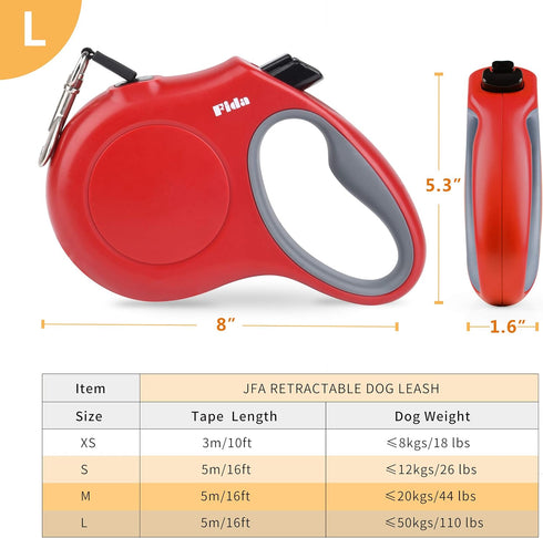 Fida Retractable Dog Leash, 16ft Heavy Duty Pet Walking Leash for Dogs or Cats up to 110 lbs, Tangle-Free