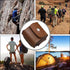 Foraging Bag Brown Waxed Canvas Collapsible Outdoor Camping Pouch, Water Resistant Leather Bushcraft Belt, Mushroom