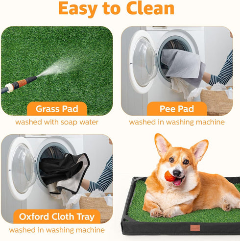 21.6 33.4 LOOBANI Dog Grass Pad with Tray, Lightweight Oxford Cloth Tray for Potty Training, *