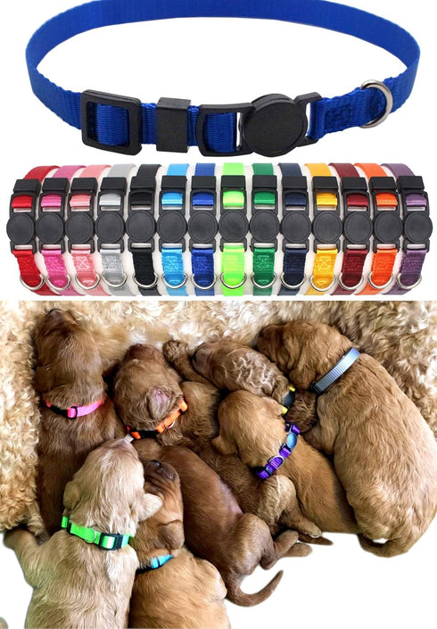 YOY 14 pcs/Set Soft Nylon Puppy Whelping ID Collars, Adjustable Breakaway Litter Collars for Breeders