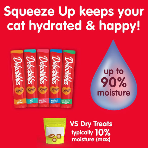 Hartz Delectables Squeeze Up Interactive Lickable Wet Cat Treats, Tuna & Shrimp, 24 Count